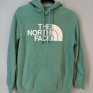 North Face Womens M Pullover Hoodie Sweatshirt Logo Half Dome Green Medium EUC